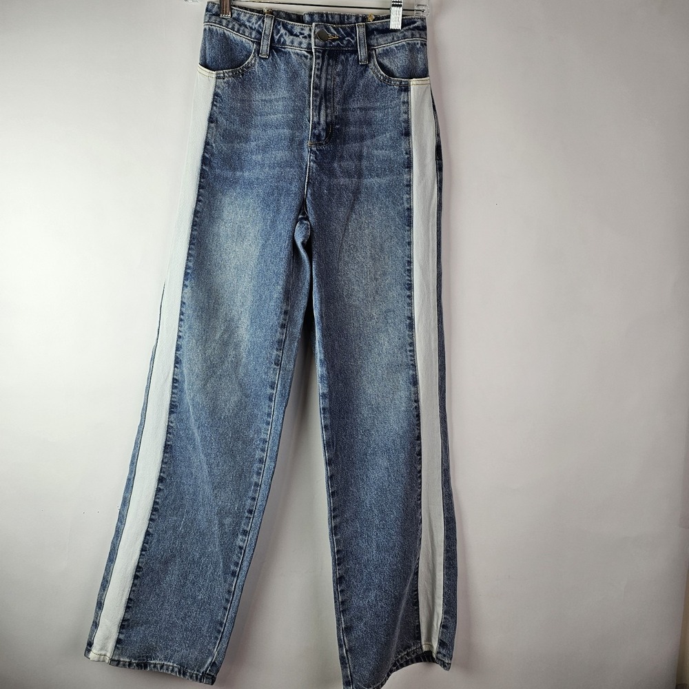 Le Lis Two-Tone Blue Wide Leg Jeans